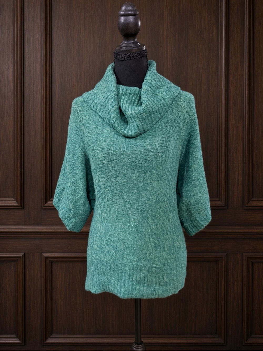 Green Cowl Neck Knit Sweater – Size L